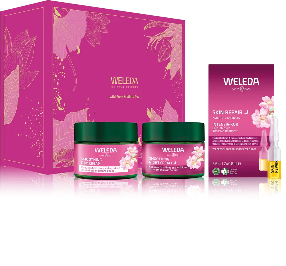 Weleda Wild Rose & White Tea - Подарочный набор с осветляющим эффектом для лица