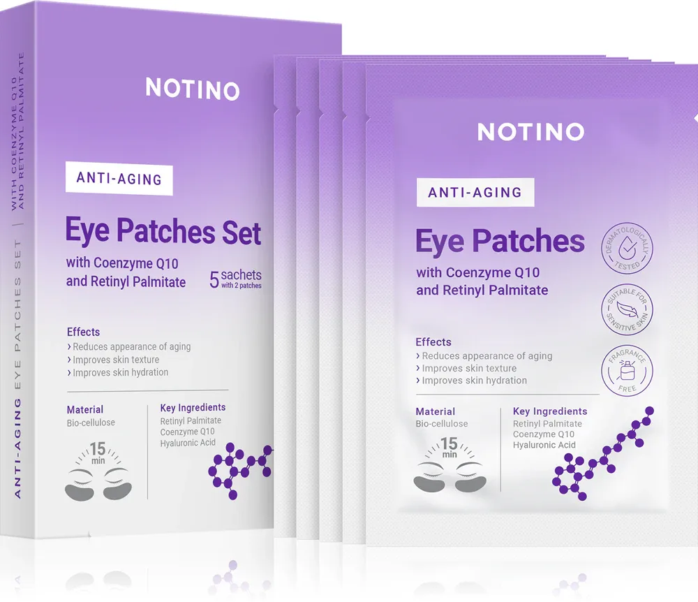 Notino Anti-Aging Bio-Cellulose Eye Patches Set with Coenzyme Q10 and Retinyl Palmitate - Маска против морщин для области вокруг глаз, 5 шт