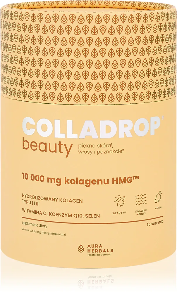 Aura Herbals Colladrop Beauty collagen HMG 10 000 mg - Морской коллаген для идеальной кожи, волос и ногтей вкус mango, 30 шт