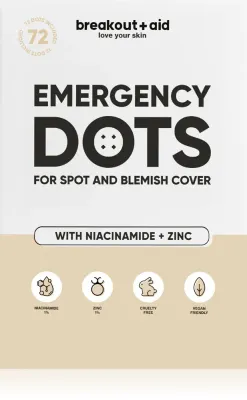 breakout + aid Emergency Dots For Spots and Blemishes - Крем для лица против прыщей с ниацинамидом и цинком, 72 шт