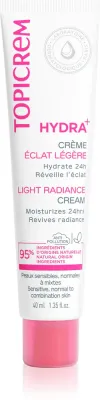 Topicrem Hydra+ Light Radiance Cream - Легкий увлажняющий крем для лица на день для чувствительной, нормальной и комбинированной кожи, 40 мл