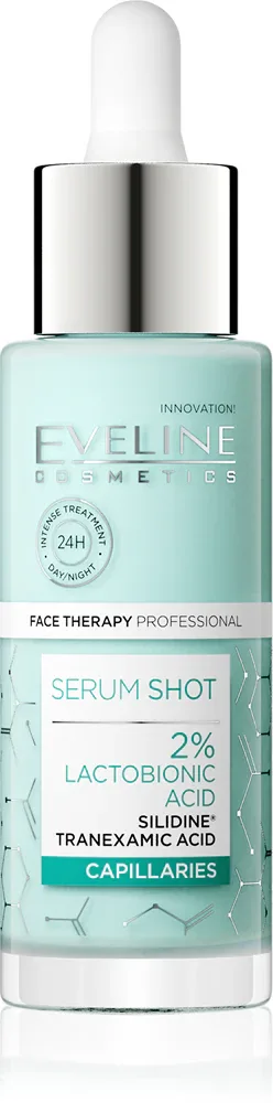 Eveline Cosmetics Serum Shot 2% Lactobionic Acid - Успокаивающая сыворотка против покраснений кожи, 30 мл