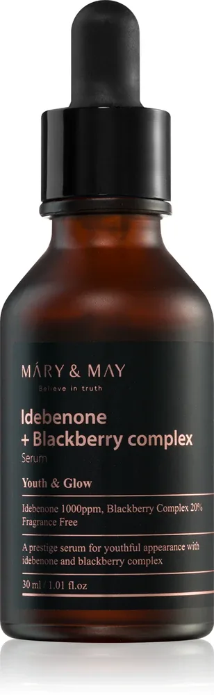 MARY & MAY Idebenone + Blackberry Complex Serum - Сыворотка антиоксидантов для осветления и сглаживания кожи, 30 мл