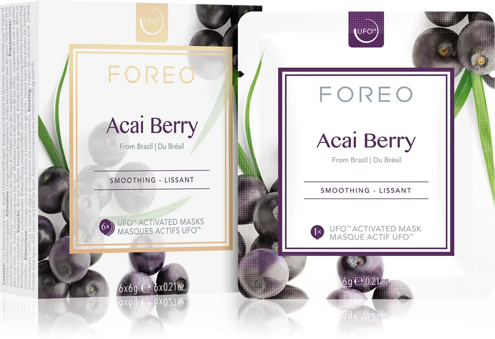 FOREO UFO Acai Berry - Маска для лица, разглаживающая, 6 г