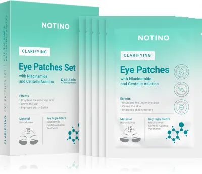 Notino Clarifying Bio-Cellulose Eye Patches Set with Niacinamide and Centella Asiatica - Маска для лица, осветляющая область вокруг глаз, 5 шт