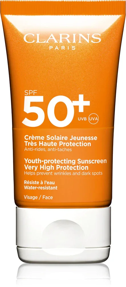 Clarins Sun Care Youth-Protecting Sunscreen - Солнцезащитный крем для лица SPF 50+, 50 мл