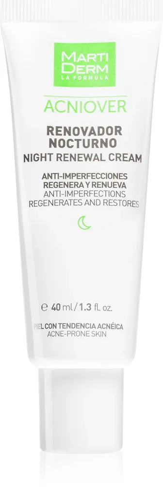 MartiDerm Acniover Night Reneval Cream - Интенсивный крем для лица против акне ночью, 40 мл