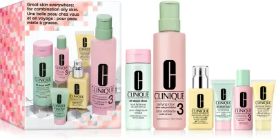 Clinique Skincare Set 3-Step Skincare Set For Oily Skin - Подарочный набор для жирной кожи, 6 шт