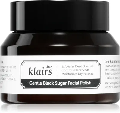 Klairs Gentle Black Sugar Facial Polish - Увлажняющий пилинг для лица, 110 г