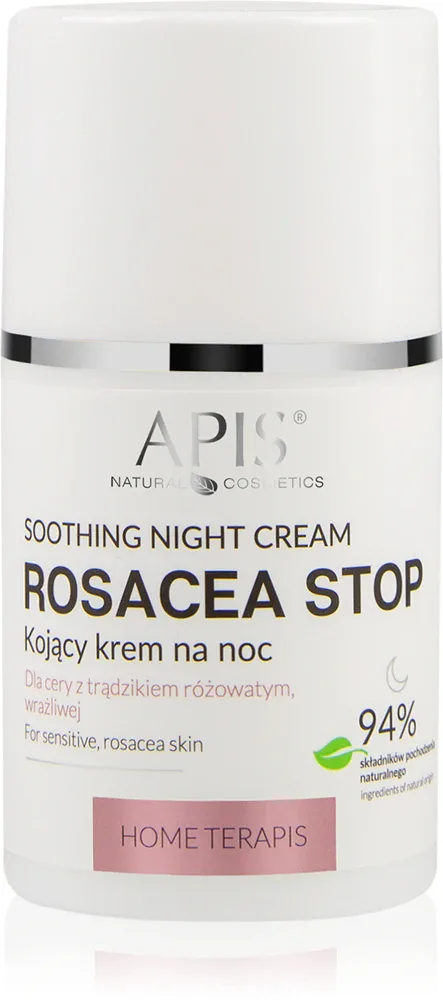 Apis Natural Cosmetics Rosacea-Stop - Успокаивающий ночной крем для чувствительной кожи с склонностью к пигментации, 50 мл