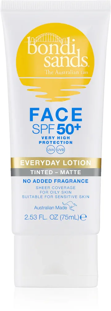 Крем для лица Bondi Sands SPF 50+ Everyday Face Lotion солнцезащитный, тонирующий, с матовым финишем, 75 мл SPF 50+