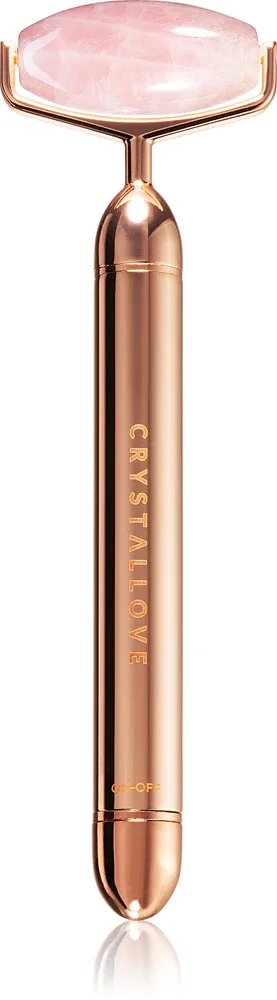 Роллер для массажа лица Crystallove Vibrating Roller Rose Quartz вибрационный, из розового кварца, 1 шт