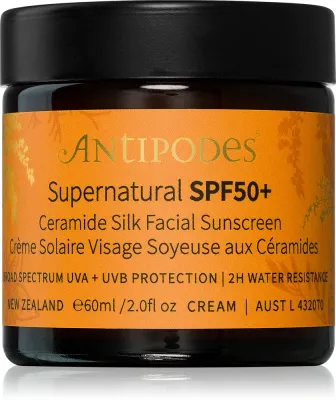 Antipodes Supernatural SPF50+ Ceramide Silk Facial Sunscreen - Охранный крем для лица с керамидами