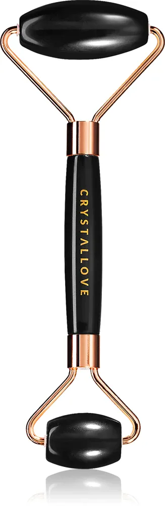 Роллер для массажа лица Crystallove Black Obsidian Roller из обсидиана, 16 см, 1 шт