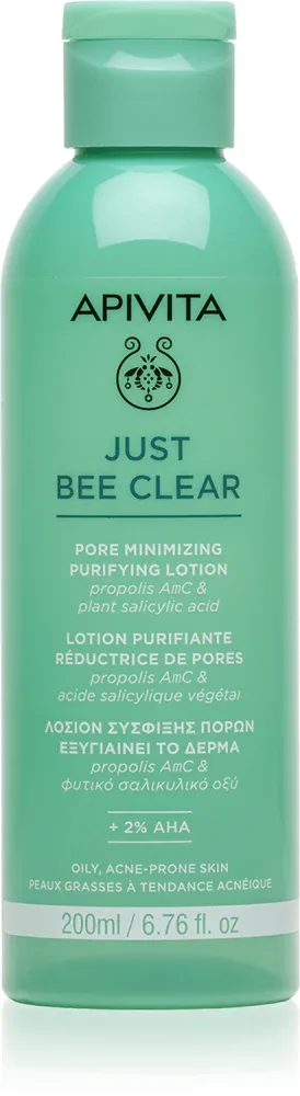 Apivita Just Bee Clear Pore Minimizing Lotion - Очищение кожи, демакияж: Забиги на розшерзоне поры и заскорники, 200 мл