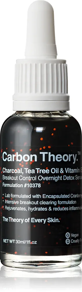 Carbon Theory Charcoal, Tea Tree Oil & Vitamin E - Регенерирующее ночное сыворотка с омолаживающим эффектом для проблемной кожи, 30 мл