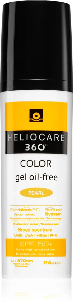 Heliocare 360 Color Gel Oil-Free - Тонирующий защитный гель SPF 50+, 50 мл, оттенок Pearl