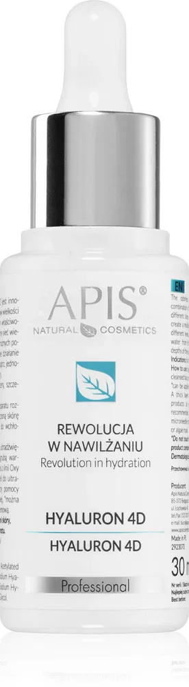 Apis Natural Cosmetics Revolution In Hydration Hyaluron 4D - Сыворотка гиалуроновая для сухой и обезвоженной кожи, 30 мл