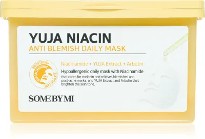 Some By Mi Yuja Niacin Anti Blemish Daily Mask - Маска для лица, осветляющая ткань для выравнивания тона кожи duże opakowanie, 30 шт