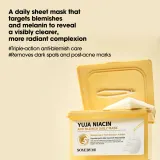 Some By Mi Yuja Niacin Anti Blemish Daily Mask - Маска для лица, осветляющая ткань для выравнивания тона кожи duże opakowanie, 30 шт — фото 6