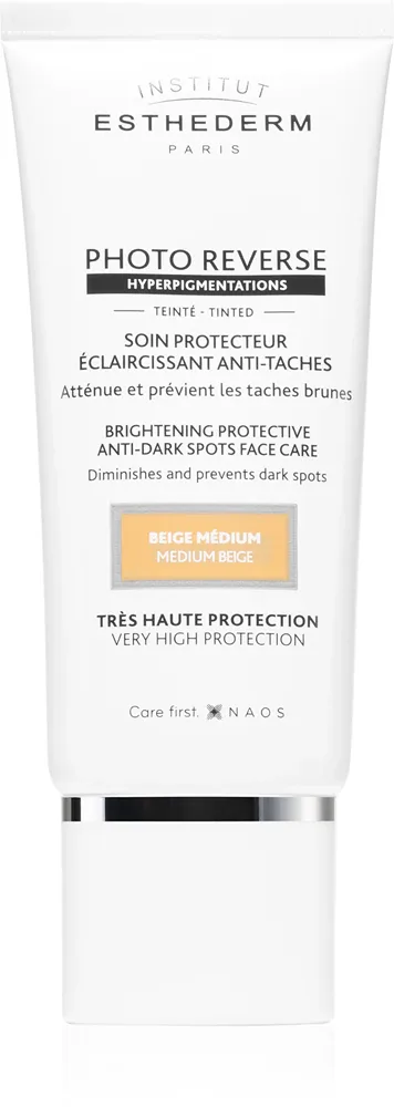 Institut Esthederm Photo Reverse Protective Anti-Dark Spots Tinted Face Care - Охранный крем тонирующий против пигментных пятен с высокой защитой от УФ-лучей, 50 мл, оттенок Medium Beige