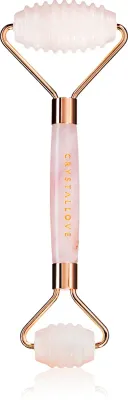 Роллер для массажа лица Crystallove Rose Quartz 3D Teeth Roller из розового кварца, рифлёный, 1 шт