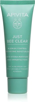Apivita Just Bee Clear Blemish Control Moisturizer - Увлажняющий крем для лица с ниацинамидом, 40 мл