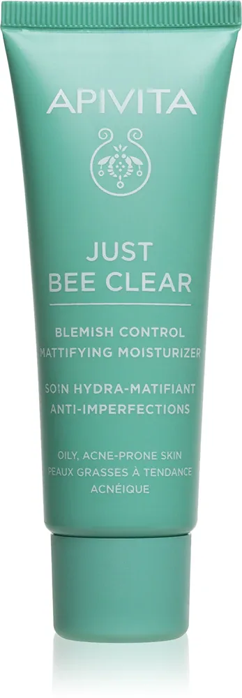 Apivita Just Bee Clear Blemish Control Moisturizer - Увлажняющий крем для лица с ниацинамидом, 40 мл