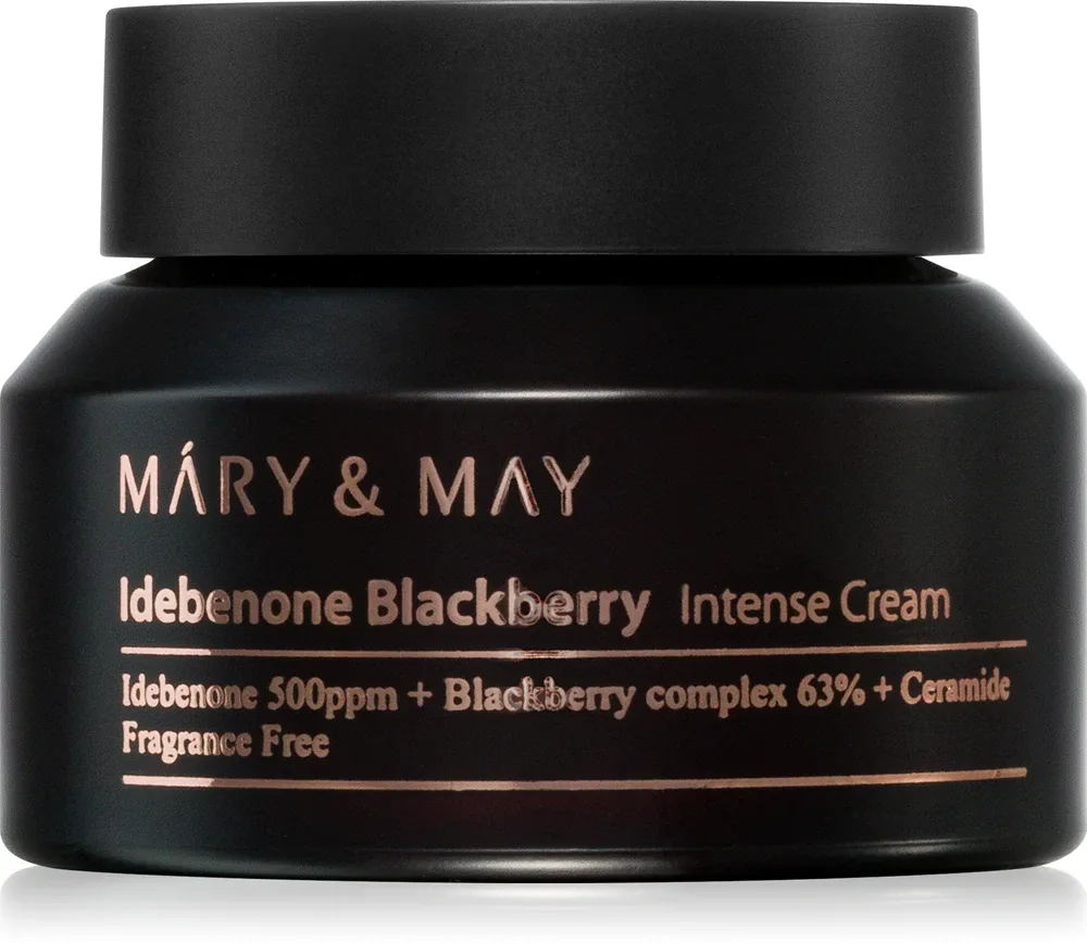 MARY & MAY Idebenone + Blackberry Complex Intensive Total Care Cream - Роскошный увлажняющий крем с эффектом омоложения, 70 г