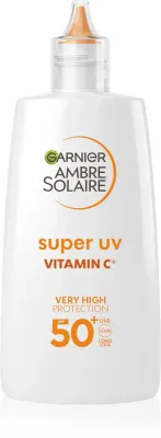 Флюид солнцезащитный Garnier Ambre Solaire Super UV Vitamin C для лица, шеи и зоны декольте, с фильтром SPF, 40 мл SPF 50+