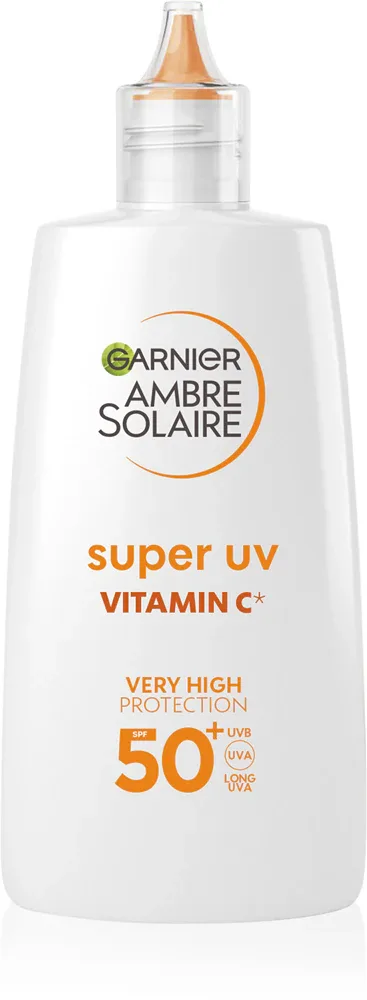Флюид солнцезащитный Garnier Ambre Solaire Super UV Vitamin C для лица, шеи и зоны декольте, с фильтром SPF, 40 мл SPF 50+