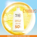 Флюид солнцезащитный Garnier Ambre Solaire Super UV Vitamin C для лица, шеи и зоны декольте, с фильтром SPF, 40 мл SPF 50+ — фото 2