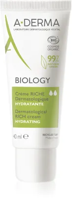 A-Derma Biology Rich Cream - Питательный увлажняющий крем для сухой и очень сухой чувствительной кожи, 40 мл