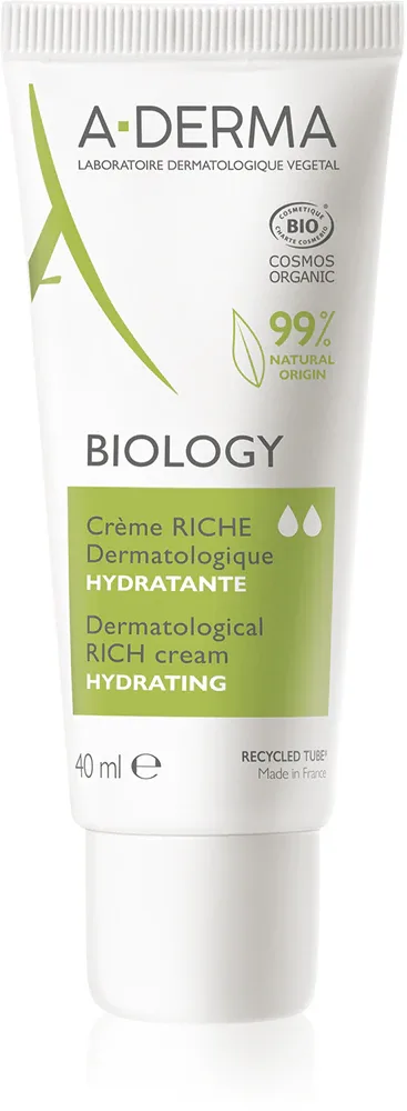 A-Derma Biology Rich Cream - Питательный увлажняющий крем для сухой и очень сухой чувствительной кожи, 40 мл