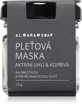 Almara Soap Face Active Charcoal & Nettle - Крем для лица для жирной и проблемной кожи, 20 г