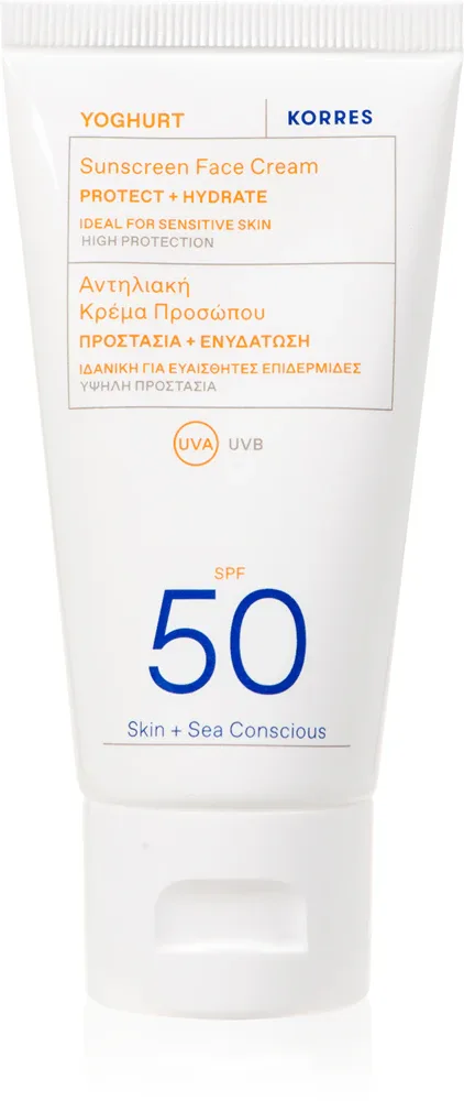 Korres Yoghurt Sunscreen - Крем для загара лица с увлажняющим действием SPF 30, 50 мл