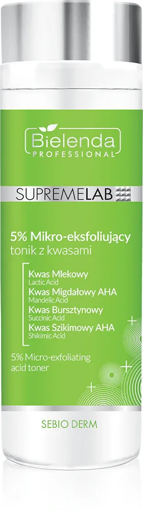 Bielenda Professional Supremelab Sebio Derm - 5% микроэксфолирующий тоник с кислотами, 200 мл