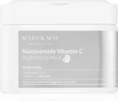 MARY & MAY Niacinamide Vitamin C Brightening Mask - Набор тканевых масок с осветляющим эффектом, 30 шт