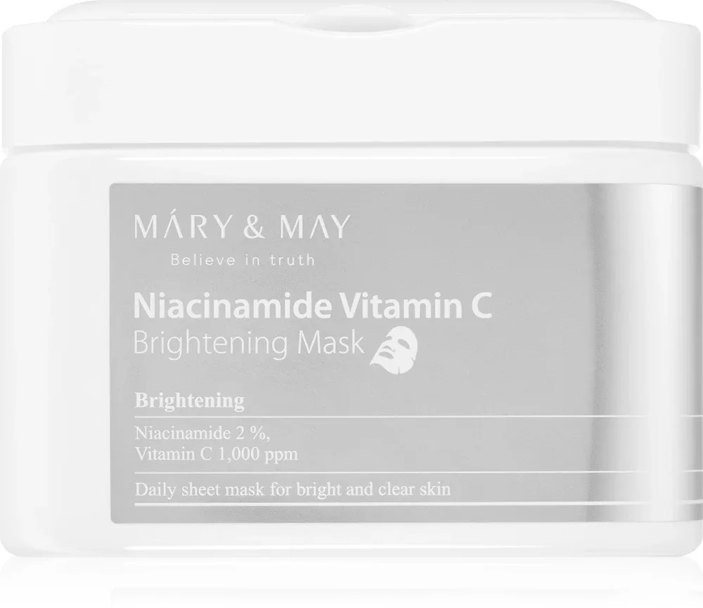 MARY & MAY Niacinamide Vitamin C Brightening Mask - Набор тканевых масок с осветляющим эффектом, 30 шт
