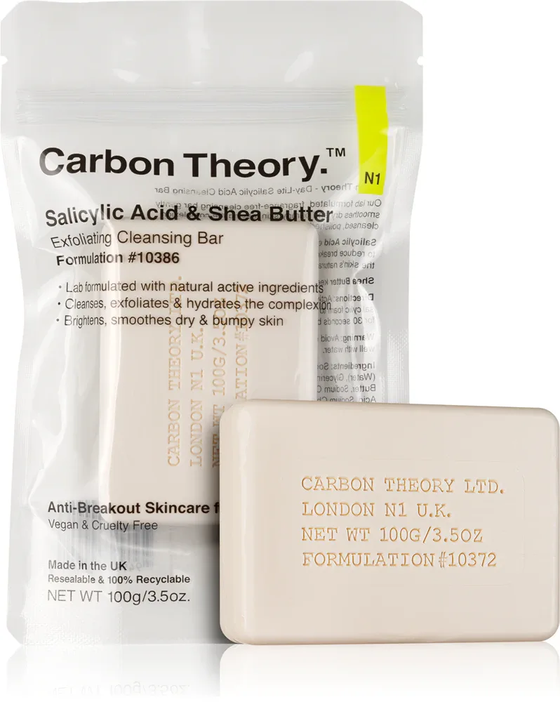 Carbon Theory Salicylic Acid & Shea Butter - Нежное очищающее мыло с эффектом пилинга, 100 г
