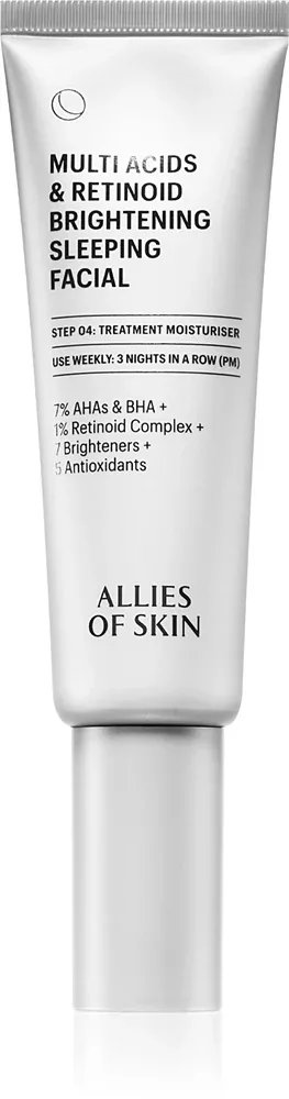 Allies of Skin Multi Acids & Retinoid Brightening Sleeping Facial - Осветляющий крем для лица, 48 мл
