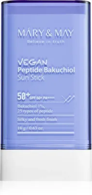 MARY & MAY Peptide Bakuchiol Sun Stick - Солнцезащитный крем в стике с антивозрастным действием SPF 50+, 18 г