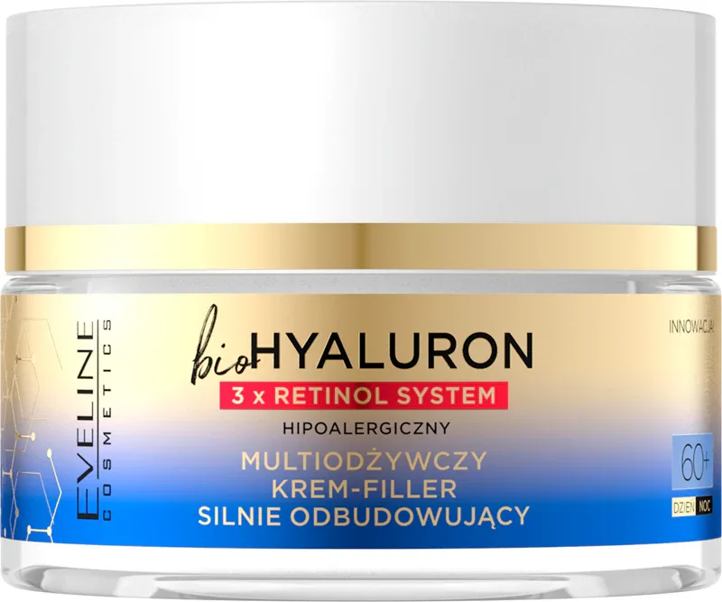 Крем для лица Eveline Cosmetics Bio Hyaluron 3x Retinol System для зрелой кожи, с гиалуроновой кислотой, 50 мл