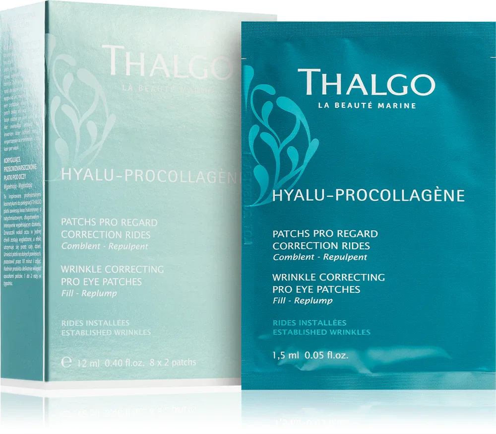Thalgo Hyalu-Procollagen Wrinkle Correcting Pro Eye Patches - Сглаживающая маска для глаз, 8 шт