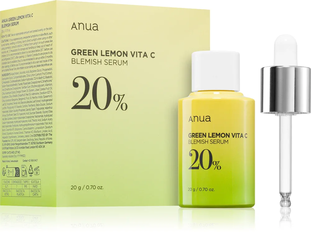 Anua Green Lemon Vita C Blemish Serum - Сыворотка с витамином C для осветления кожи и борьбы с пигментными пятнами, 20 г