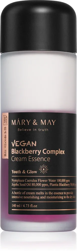 MARY & MAY Blackberry Complex Cream Essence - Концентрированная увлажняющая эссенция для чувствительной кожи, 140 мл