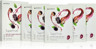 KORIKA SuperFruits Acai Berry - Set of 5 Anti-pollution Face Sheet Masks - Набор масок для лица по сниженной цене Acai berry Acai berry, 5 шт