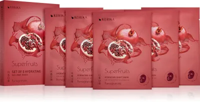 KORIKA SuperFruits Pomegranate - Set of 5 Hydrating Face Sheet Masks - Набор масок для лица по сниженной цене с увлажняющим действием Граната Pomegranate, 5 г