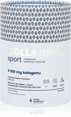 Aura Herbals Colladrop Sport 5000 mg - Морской коллаген для суставов, связок и кожи, 30 шт