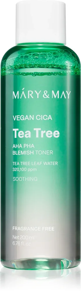 MARY & MAY Cica Tea Tree AHA PHA - Тоник успокаивающий для проблемной кожи, 200 мл